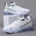 White mesh casual trainers with rotating button lacing system and rubber sole