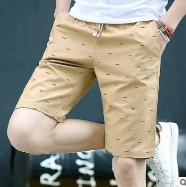Men's middle-waisted cotton summer shorts with lace-up placket in seven colour options