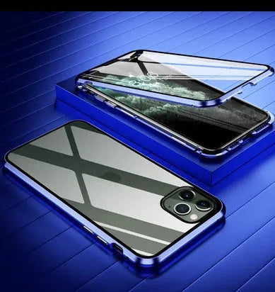 Clamshell anti-spy phone case for iPhone with machined glass construction in multiple solid colours
