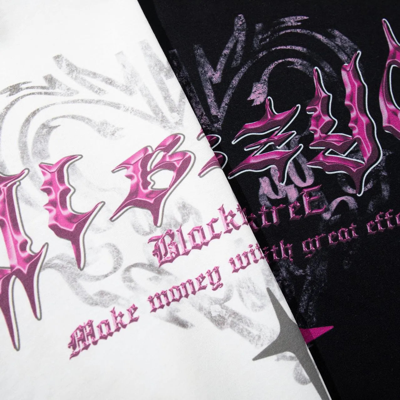 Men's black cotton T-shirt with a retro graphic print, showing loose fit and short sleeves.