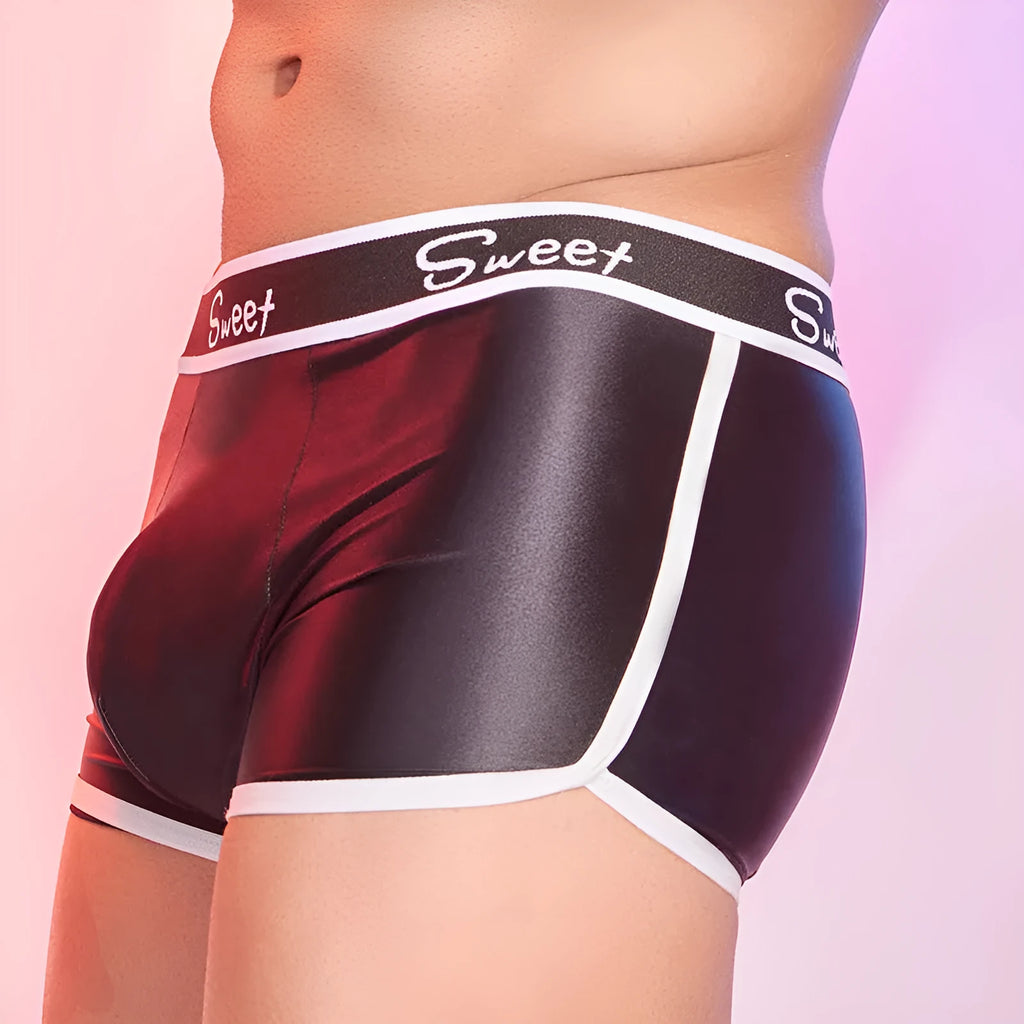 Men's silky nylon underwear shorts in black, white and sapphire blue colours