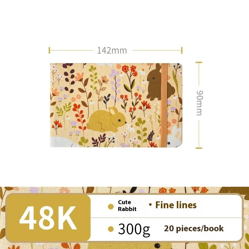 Feiluniao handmade fabric watercolour notebook with artistic cover design, 185mm length for portable sketching