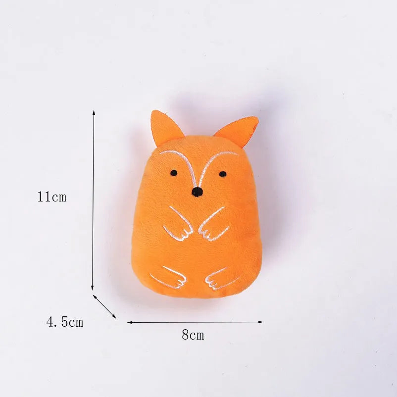 Small plush cat chew toy with catnip and vocal sound feature in assorted colours