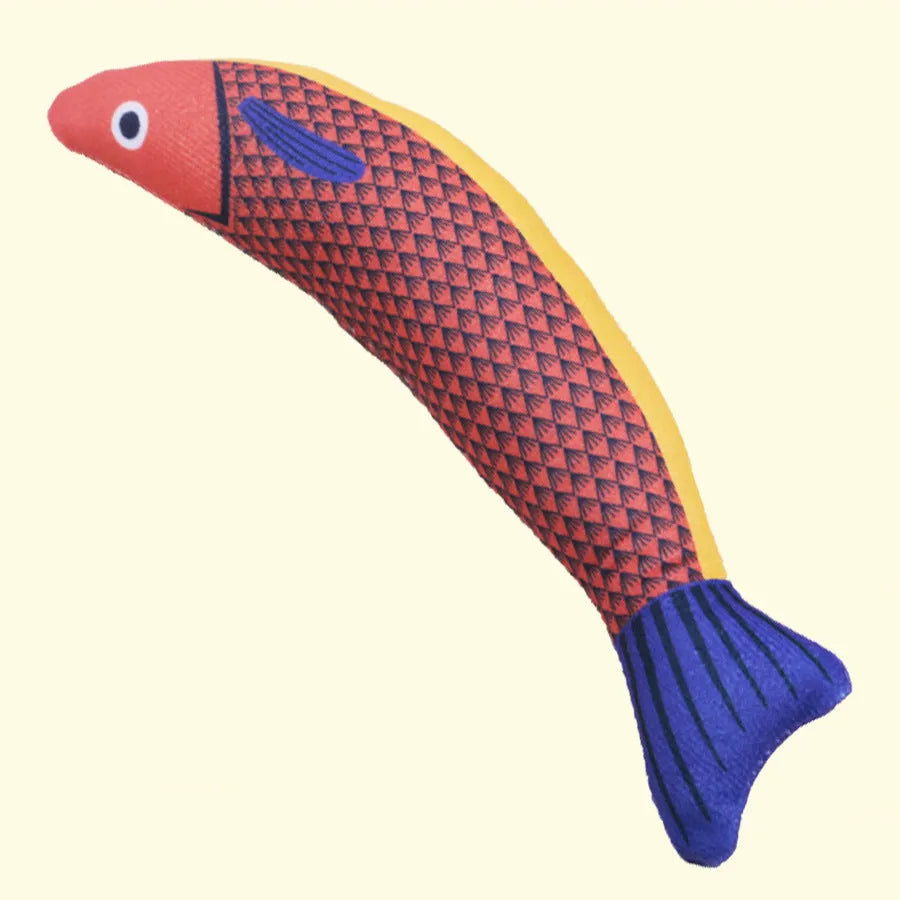 Green fish-shaped cat toy with organic catnip filling for indoor exercise