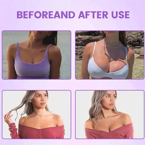 Breast enhancement mask showing adhesive chest patch with gel backing for skin tightening treatment