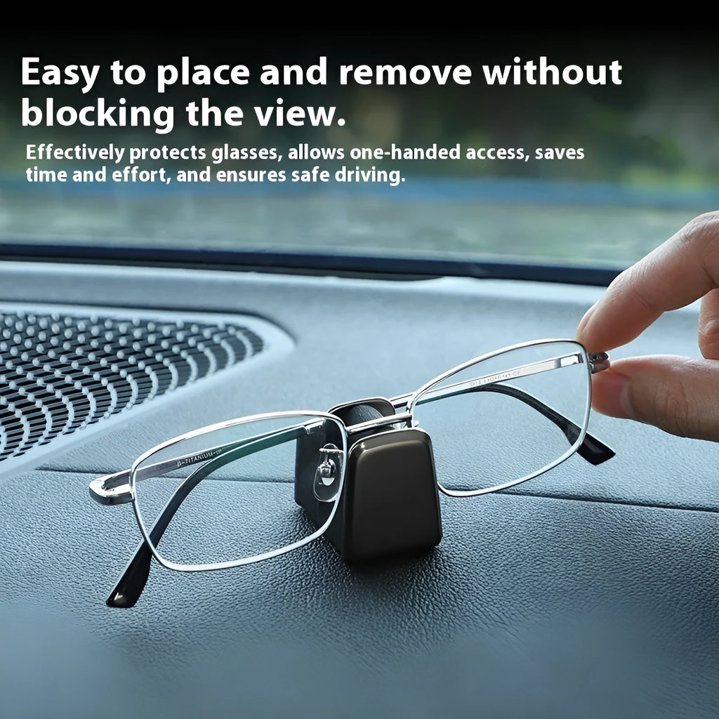 Car dashboard glasses holder clip in leather-covered zinc alloy, showing colour options