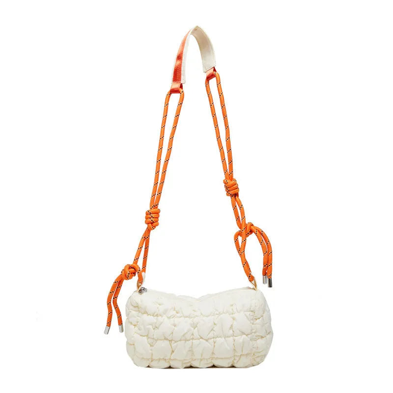 Women's soft nylon pillow-shaped messenger bag in crossbody style with rhombus pattern