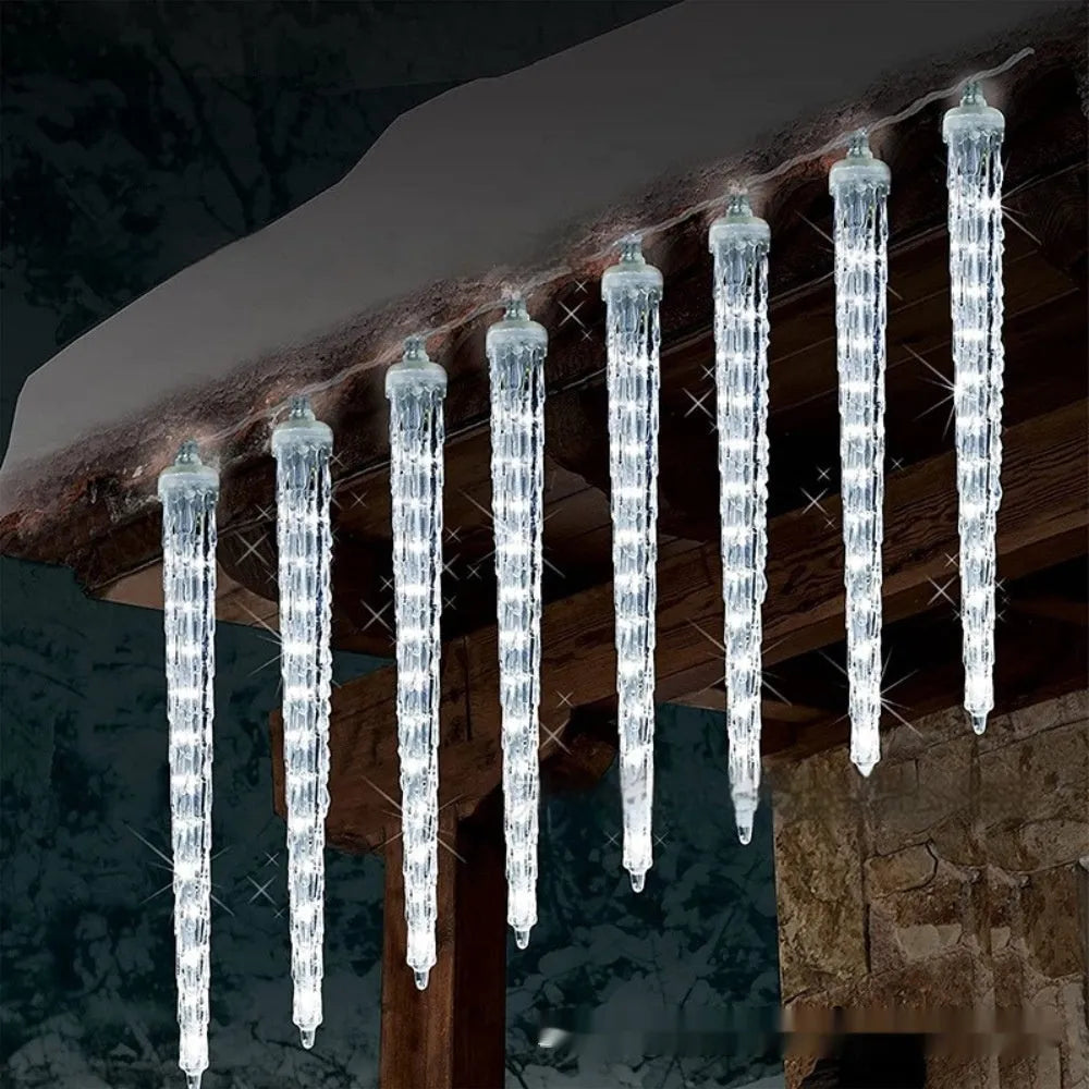 30cm ice cone shaped meteor shower LED Christmas lamp with solar panel and remote control