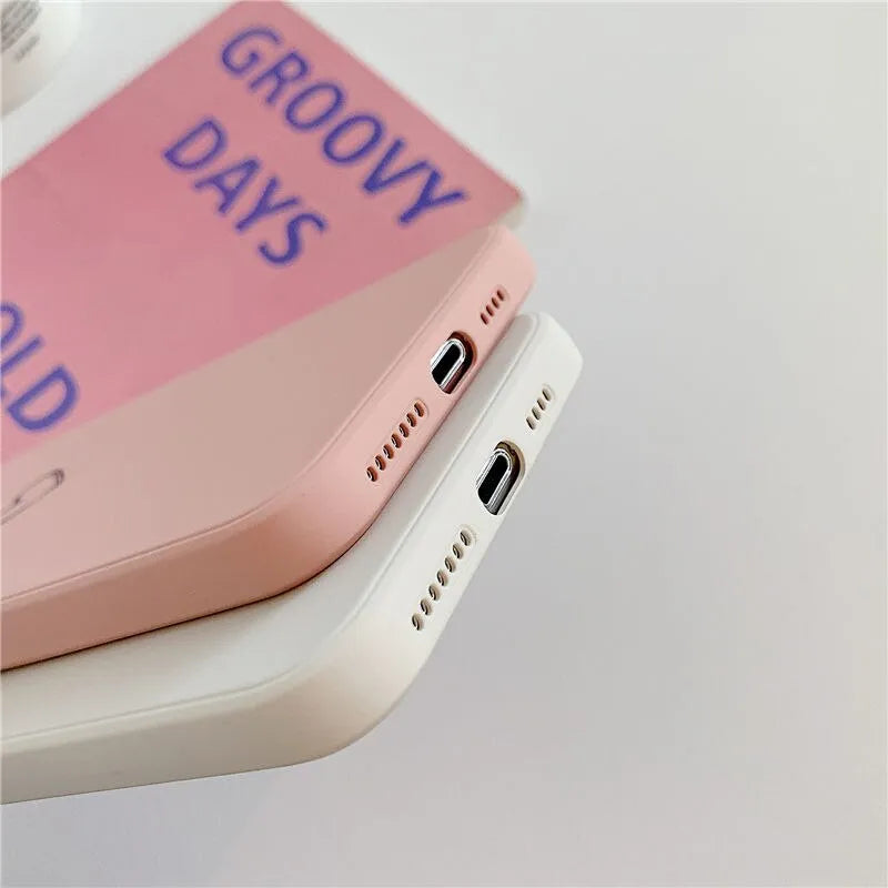 Silicone TPU phone case for Apple iPhone in solid colours black, green, pink, purple, red, white, grey, light green.
