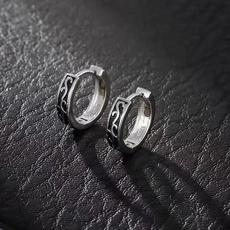Men's copper geometric hip hop earrings in 10mm and 14mm sizes showing single and pair options