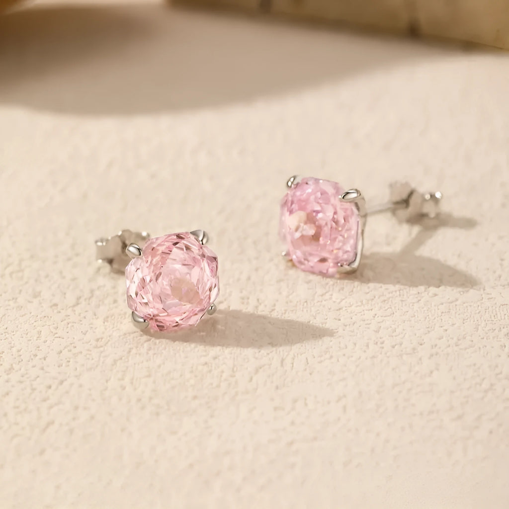 S925 sterling silver rose stud earrings for women in flower shape with 6mm or 8mm size options