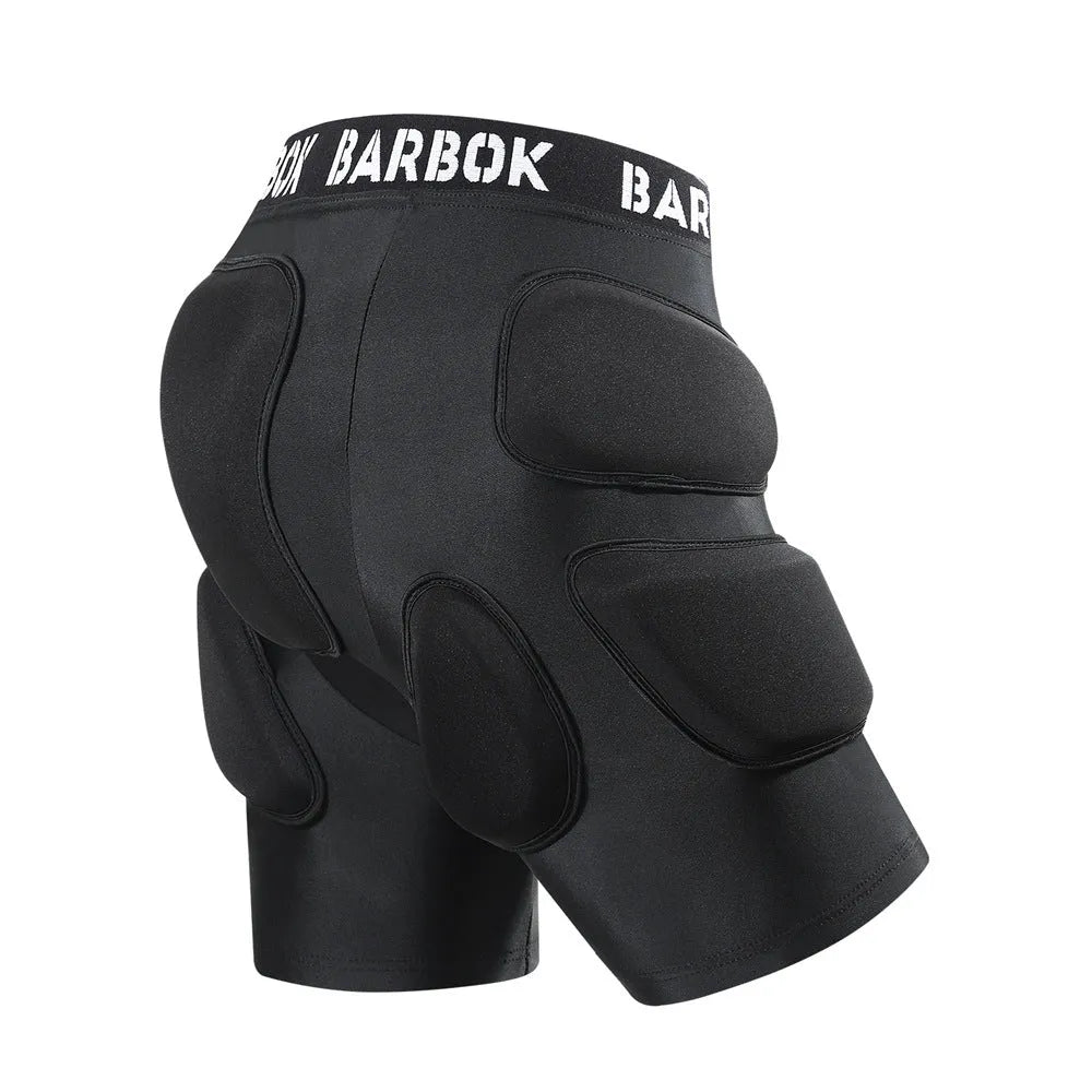 Black spandex hip protection pants with NBR foam padding for roller skating and skateboarding safety