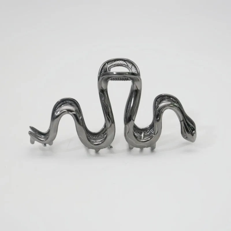 Slytherin serpentine metal hair clip barrette 10.5cm length silver gun black electroplated finish