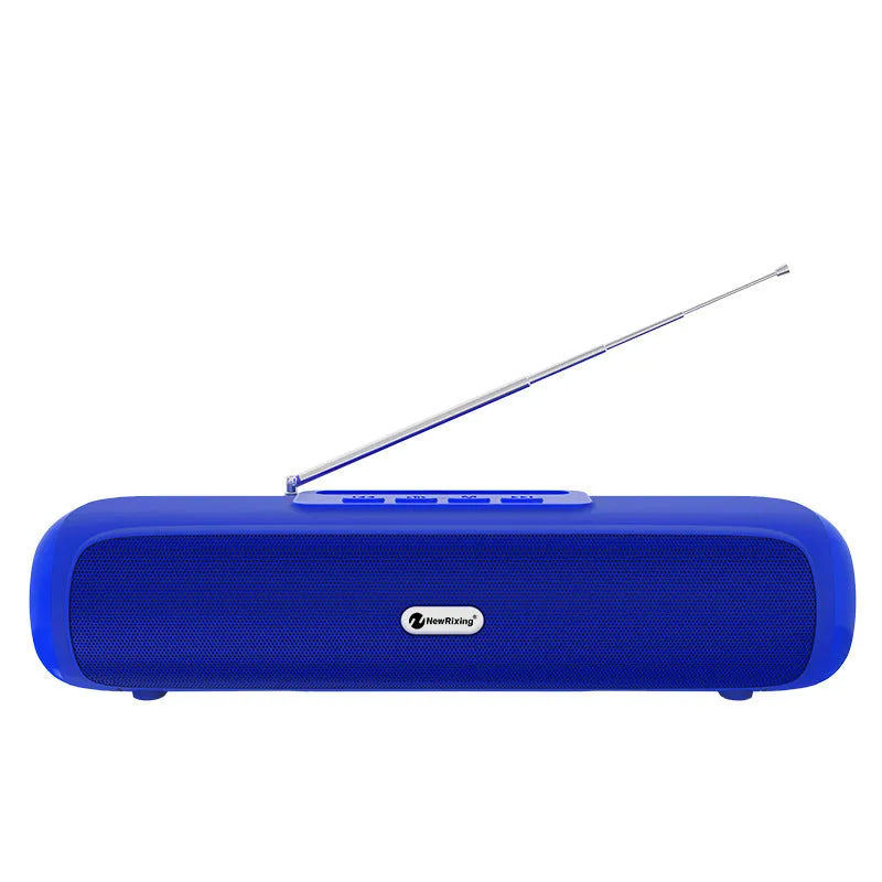 Long strip wireless desktop speaker in black on a desk