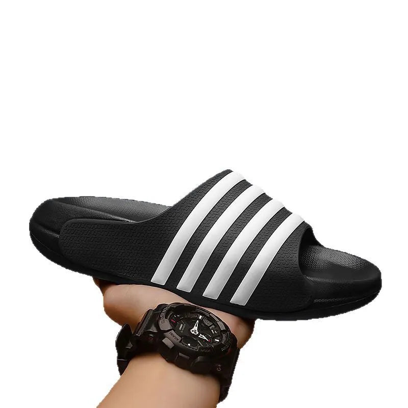 Unisex casual PVC and EVA slippers in beige, shown in a leisure sports style.