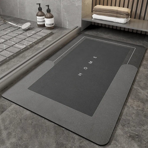 Cushioned bathroom floor mat in blue colour with rectangular shape