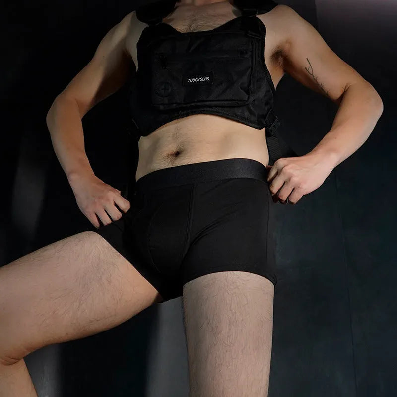 Men's solid colour cotton boxer underwear in black, white, silver grey, and light green