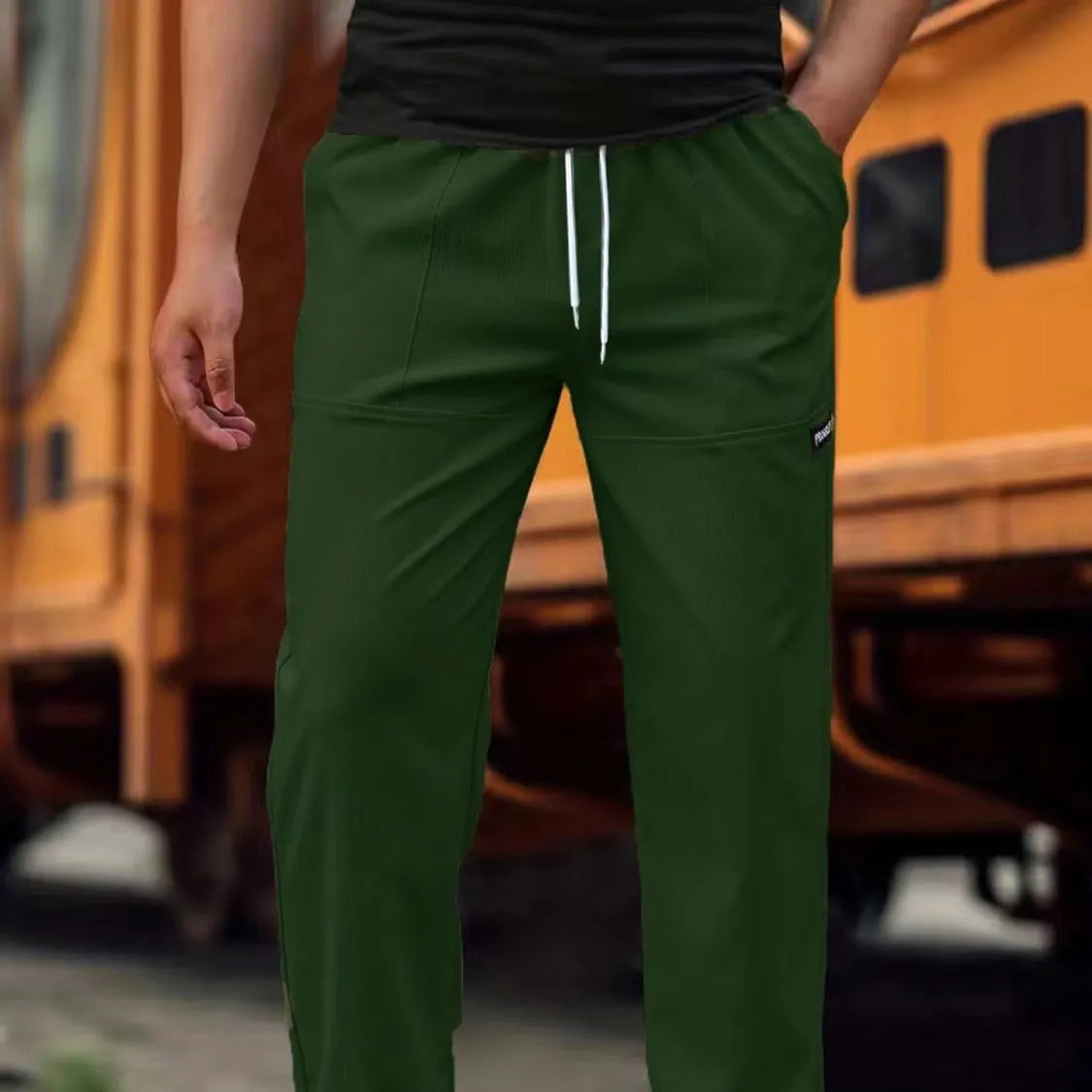 Men's polyester trousers for spring and autumn available in multiple colours and sizes