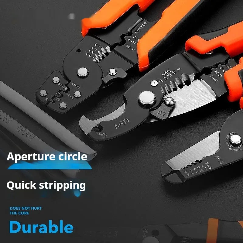 Automatic wire stripping pliers tool for electricians with steel construction