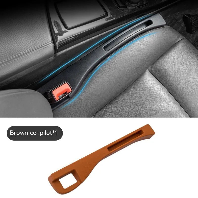 Plastic car seat gap storage organiser with handle in black or brown colour