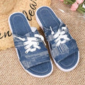 Blue Roman-style canvas slippers with cloth upper and rubber sole, sizes 36-43
