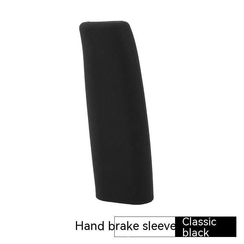 Silicone handbrake sleeve for car in black, grey, beige, red, and blue colours.