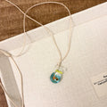 Women's coloured glaze joker pendant necklace on cotton linen clavicle chain