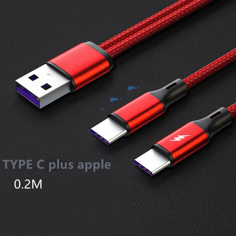 Black braided two-headed fast charging cable with aluminium connectors for Android devices