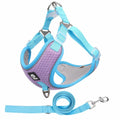 Adjustable breathable mesh dog harness with reflective trim in multiple colour options