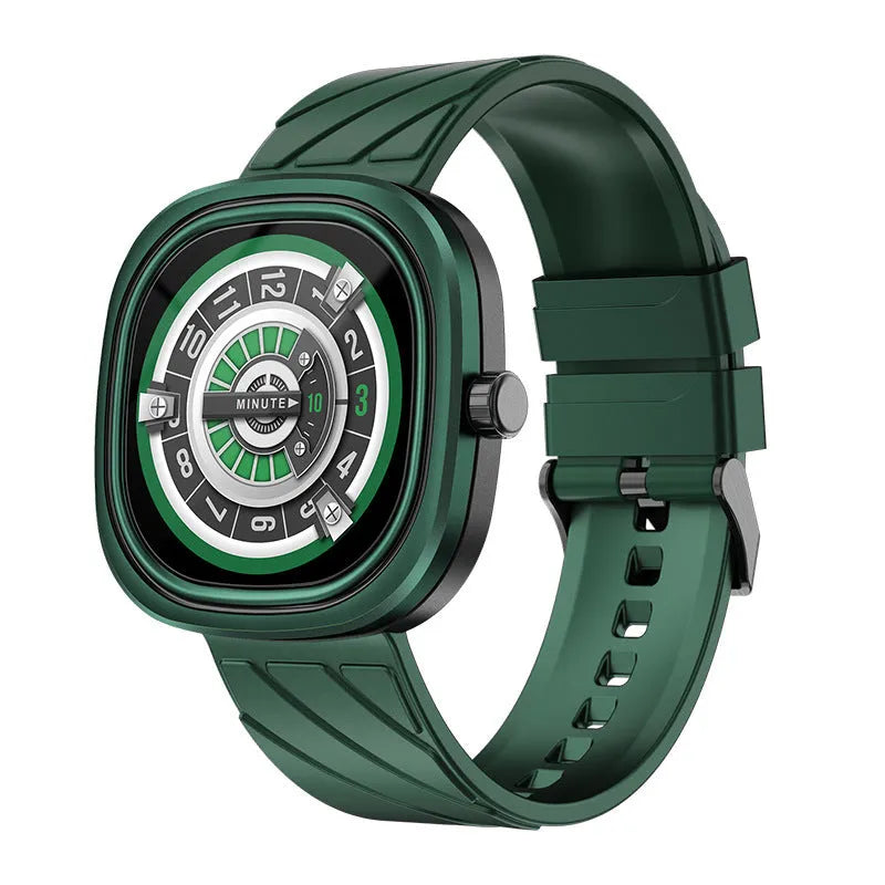 Fashion Bluetooth smart bracelet watch with 1.32-inch screen on a silicone wristband in black, green, or pink.