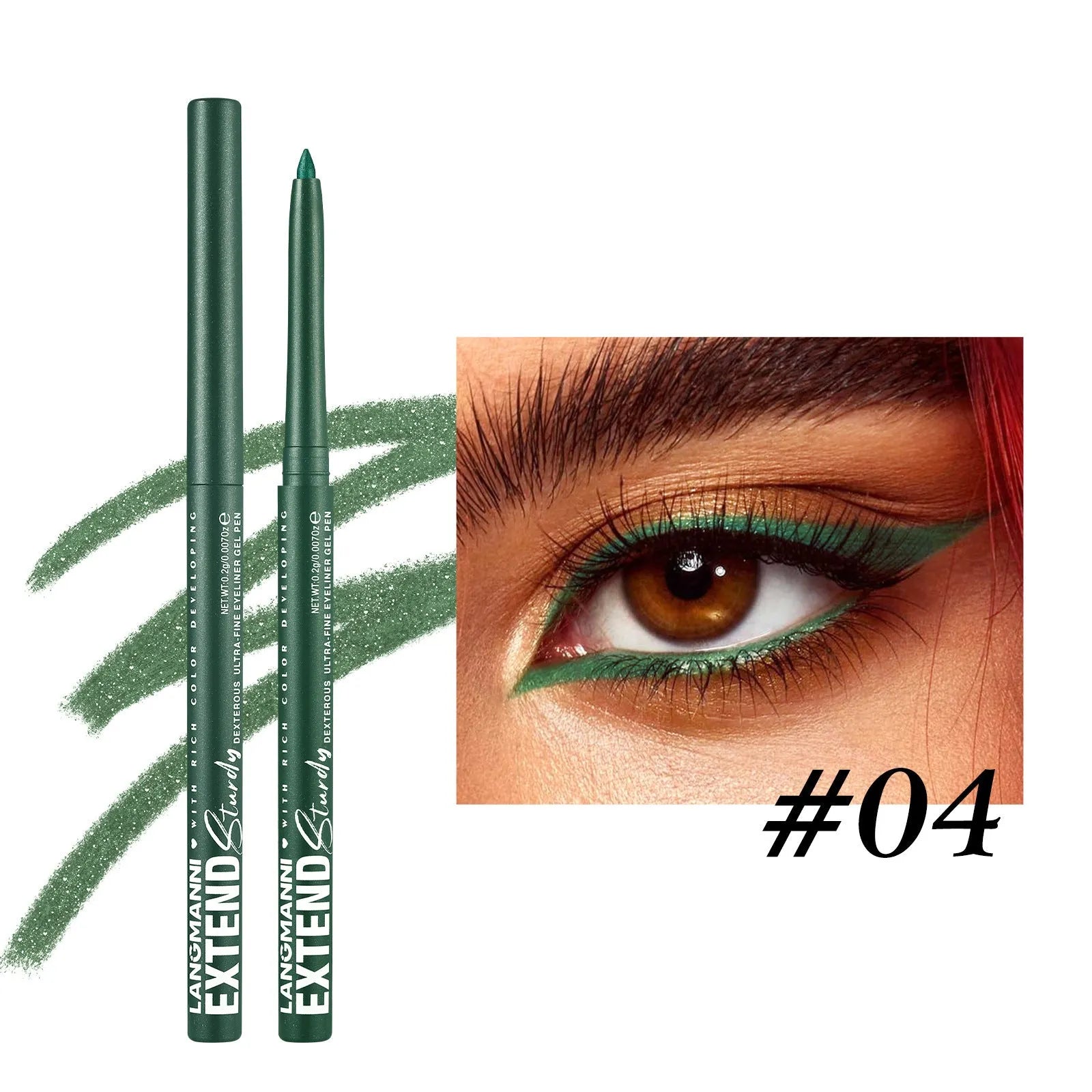 Set of 12 colourful gel glitter eyeliner pencils in waterproof formula for multi-purpose makeup