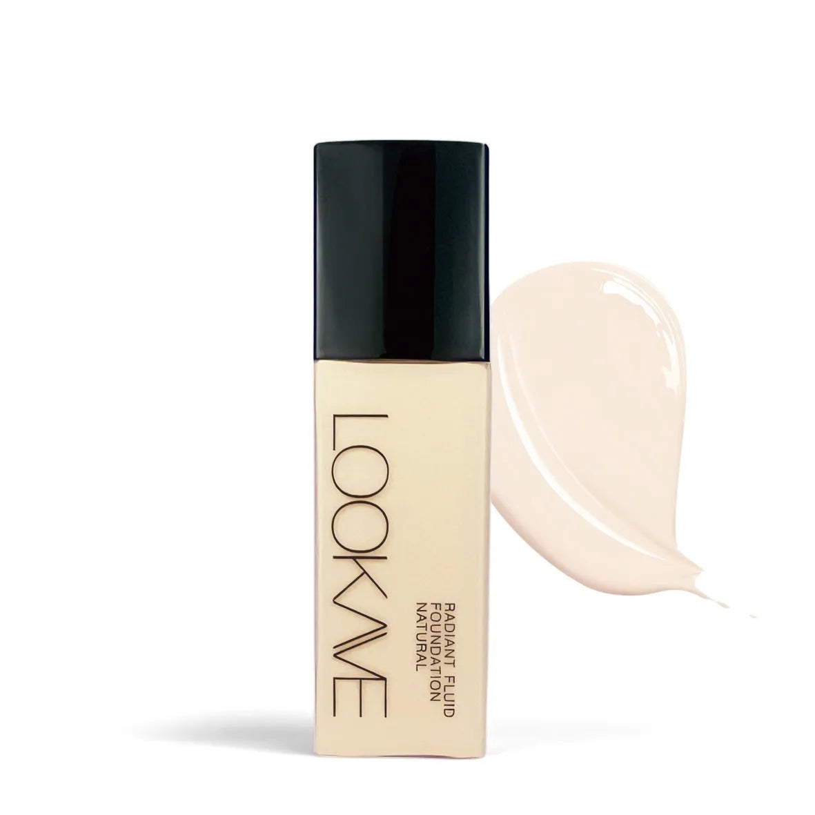 LOOKAVE matte liquid foundation bottle in 21g size showing cream formula