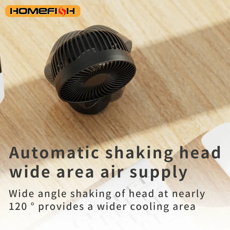 HOMEFISH F2 automatic shake head handheld fan with LED light and removable bracket