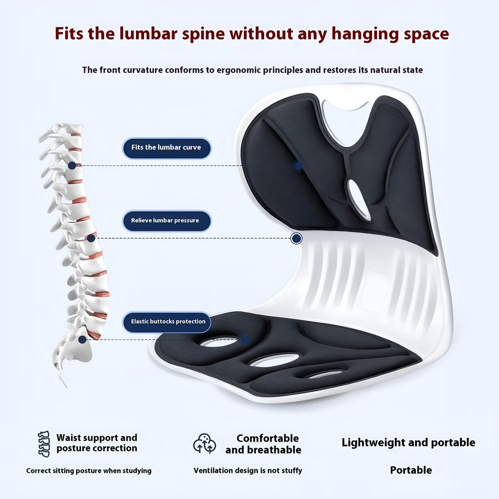 Japanese-style grey lumbar support seat cushion with sponge filling for chair comfort
