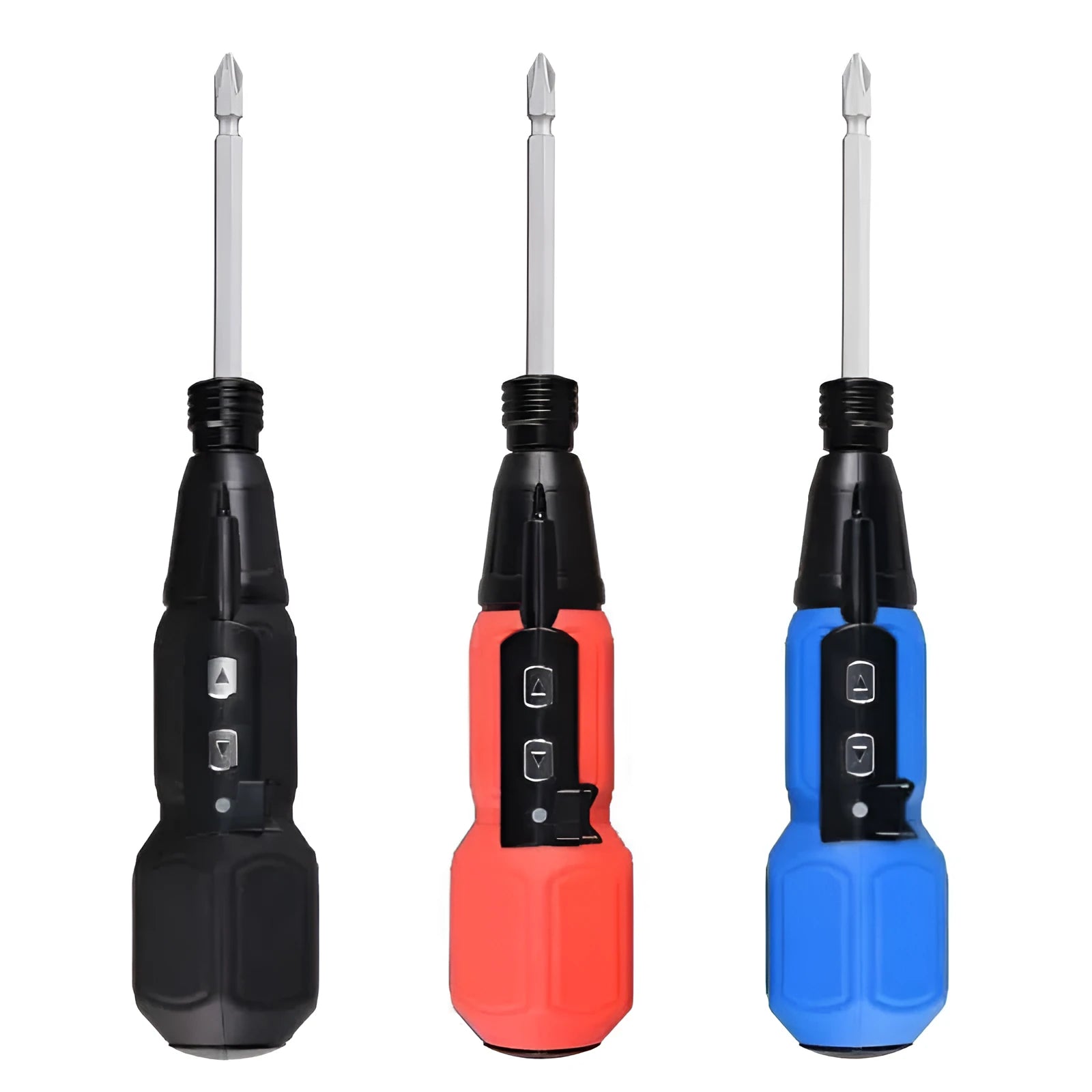 36V rechargeable electric screwdriver with straight alloy steel handle in black or blue colour options
