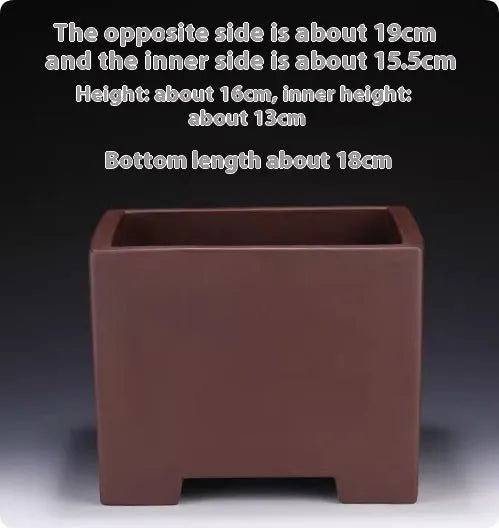 Square purple clay succulent bonsai pot in classical style on tabletop