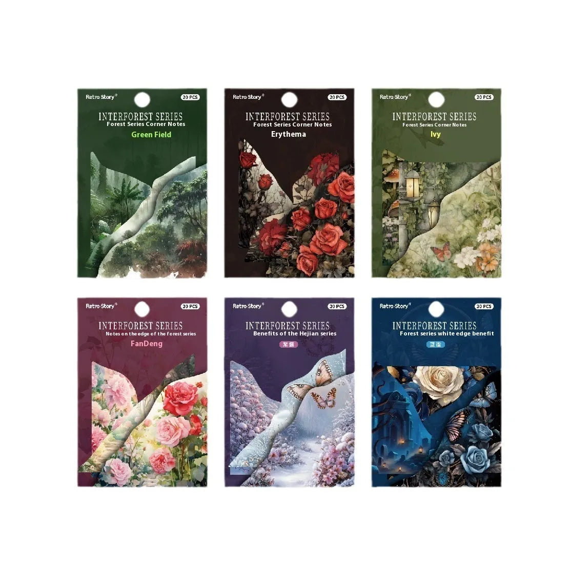 DIY hand account note bookmarks in six colours including spring vine, pink plum, red rose, blue, green wild, and purple dew.