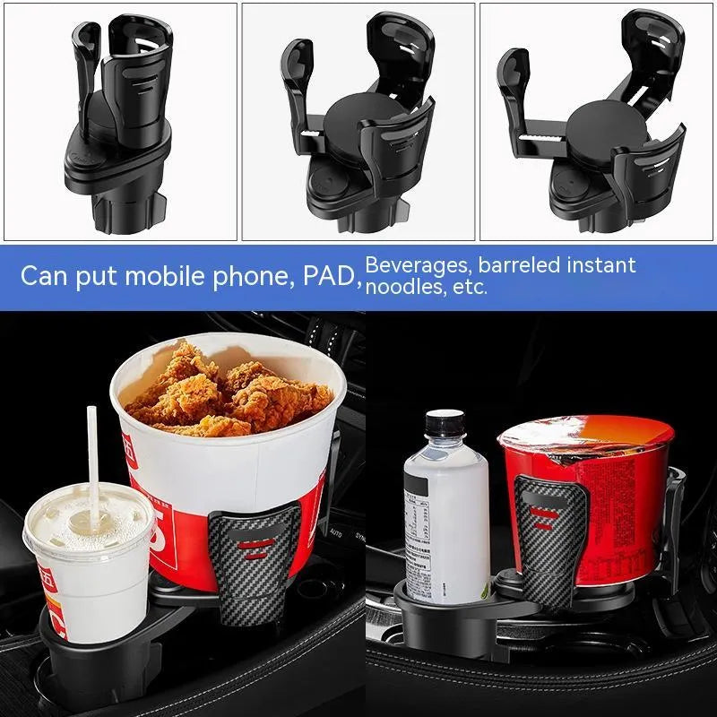 Second generation car cup holder modification kit with ABS plastic construction in carbon fibre pattern finish