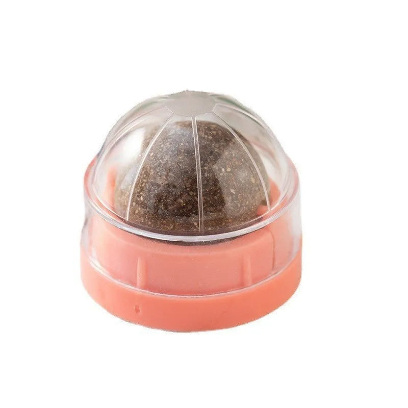 Plastic catnip ball toy in multiple colours for dental cleaning and stress relief
