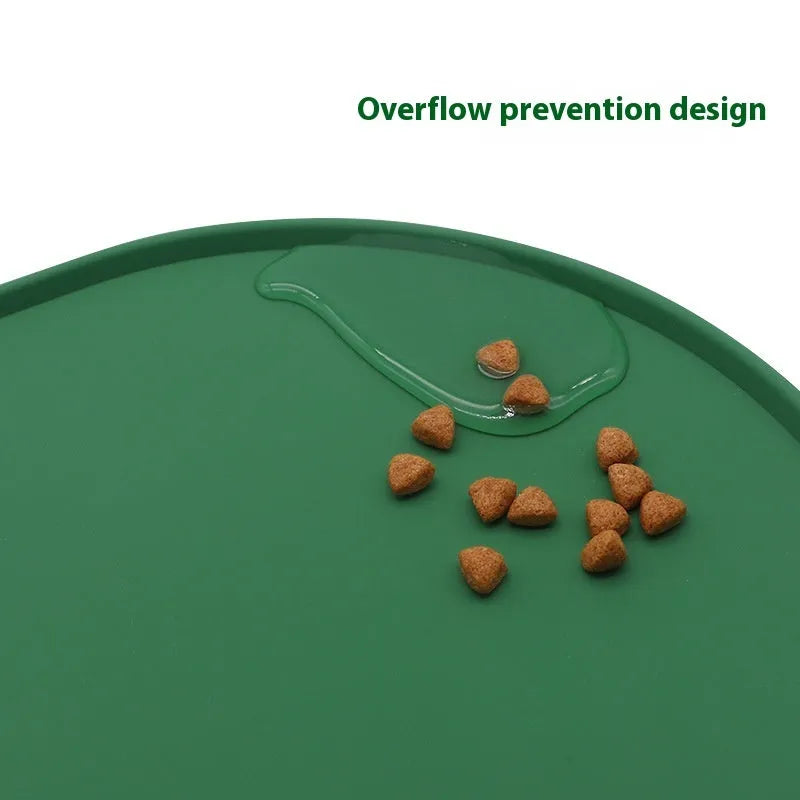 Silicone waterproof cat meal cleaning placemat in beige colour on wooden floor