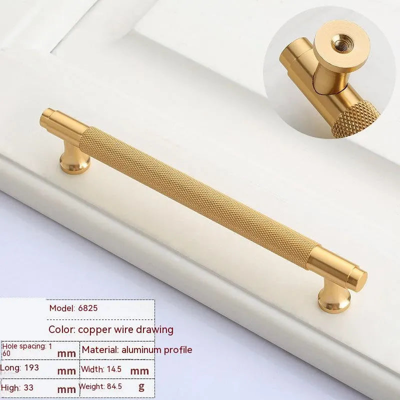 Brushed brass aluminium alloy drawer handle with European style for cabinets and wardrobes
