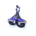 Black VGA cable with blue moulded heads and nickel-plated connectors, length 1.5 metres