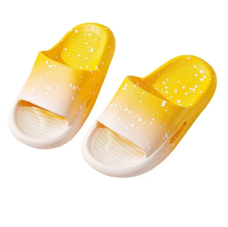Children's gradient colour PVC summer slippers with non-slip soles in blue, yellow, green, orange, pink or black