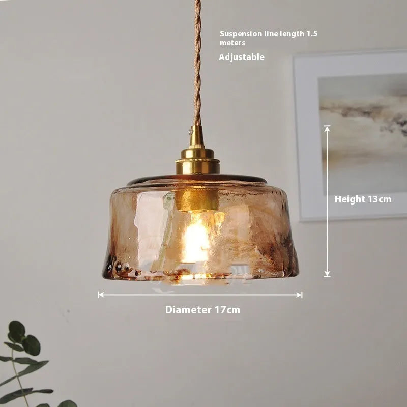 Nordic retro style brass and glass pendant chandelier with large hole design for commercial bars and restaurants