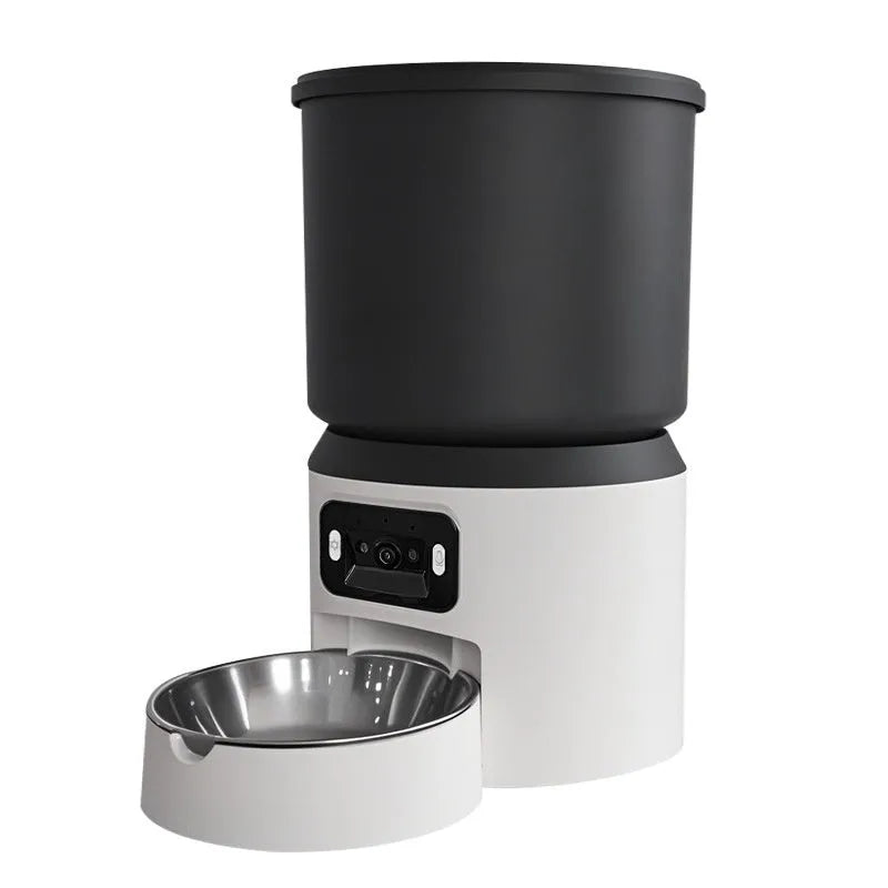 4L smart pet feeder with optional video camera and stainless steel bowl