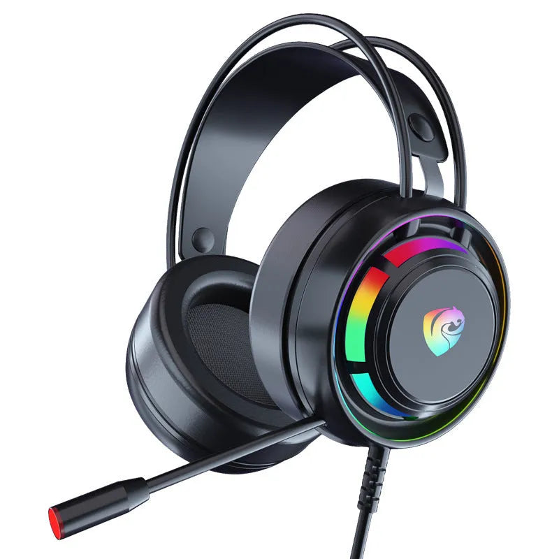 Black wired computer gaming headphones with microphone and 2.2 metre cable