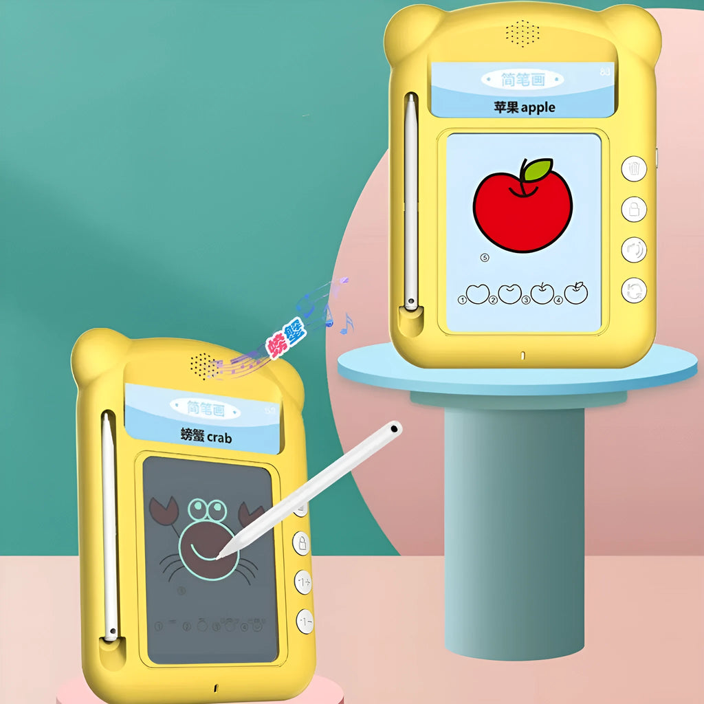 Yellow ABS plastic early learning machine with bilingual card system for children's language development