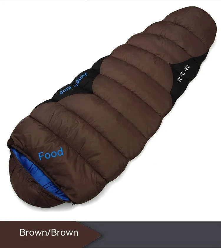 Mummy style outdoor sleeping bag with compression sack in army green colour
