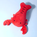 Red soft plush lobster dog toy with squeaker for small and medium breeds