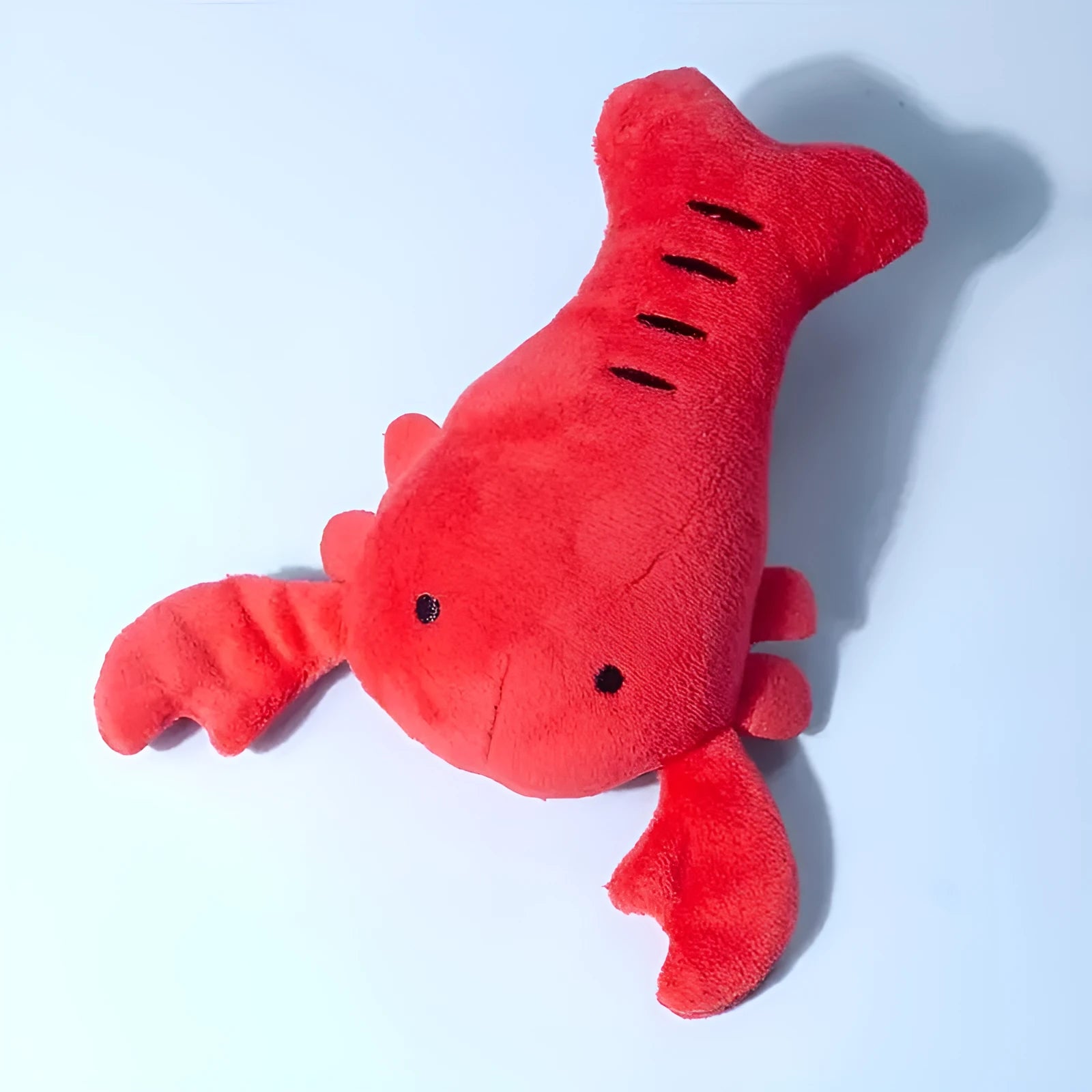 Red soft plush lobster dog toy with squeaker for small and medium breeds